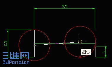 ��ֱ��������Բ�ģ���������һ�㡣